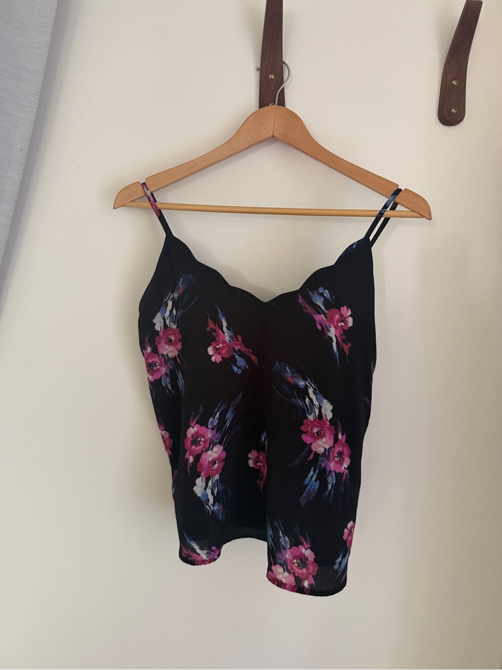 Allison Joy Black Pink Floral Cami Tank Top M